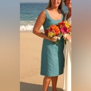 Ann Taylor Silk Blend Teal Dress - Size 8